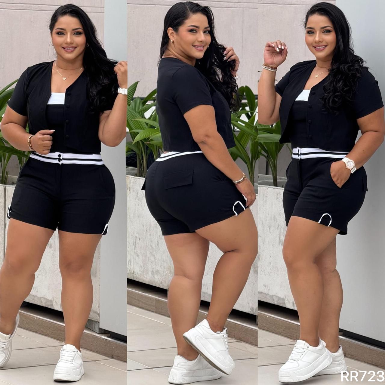 C25222 Conjunto plus size corto