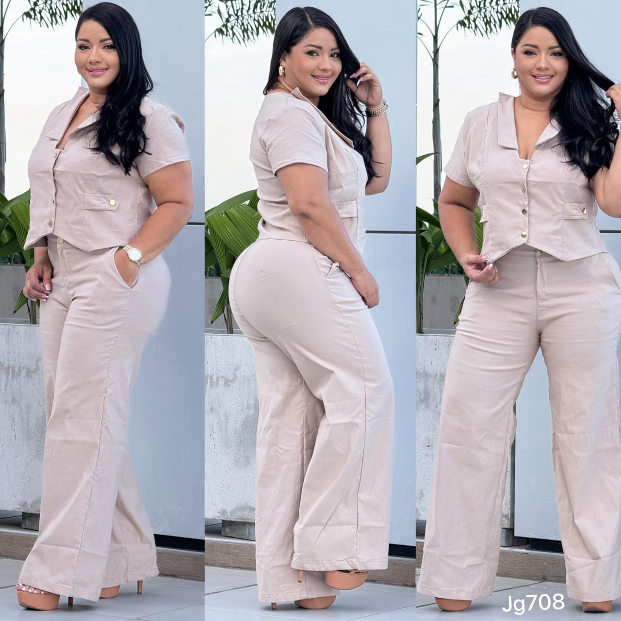 C2523 conjunto dos piezas largo plus size