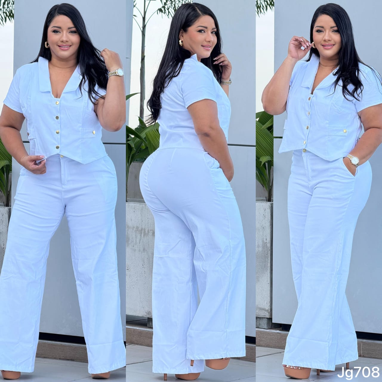C2523 conjunto dos piezas largo plus size