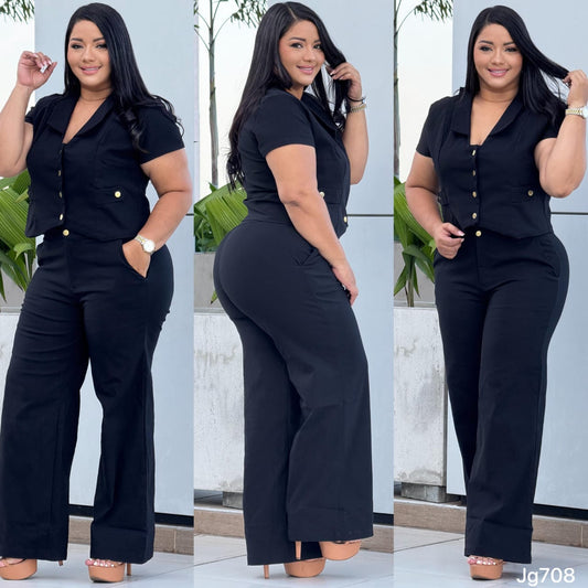 C2523 conjunto dos piezas largo plus size